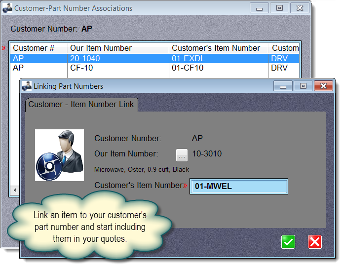 Linking Customer Part Numbers